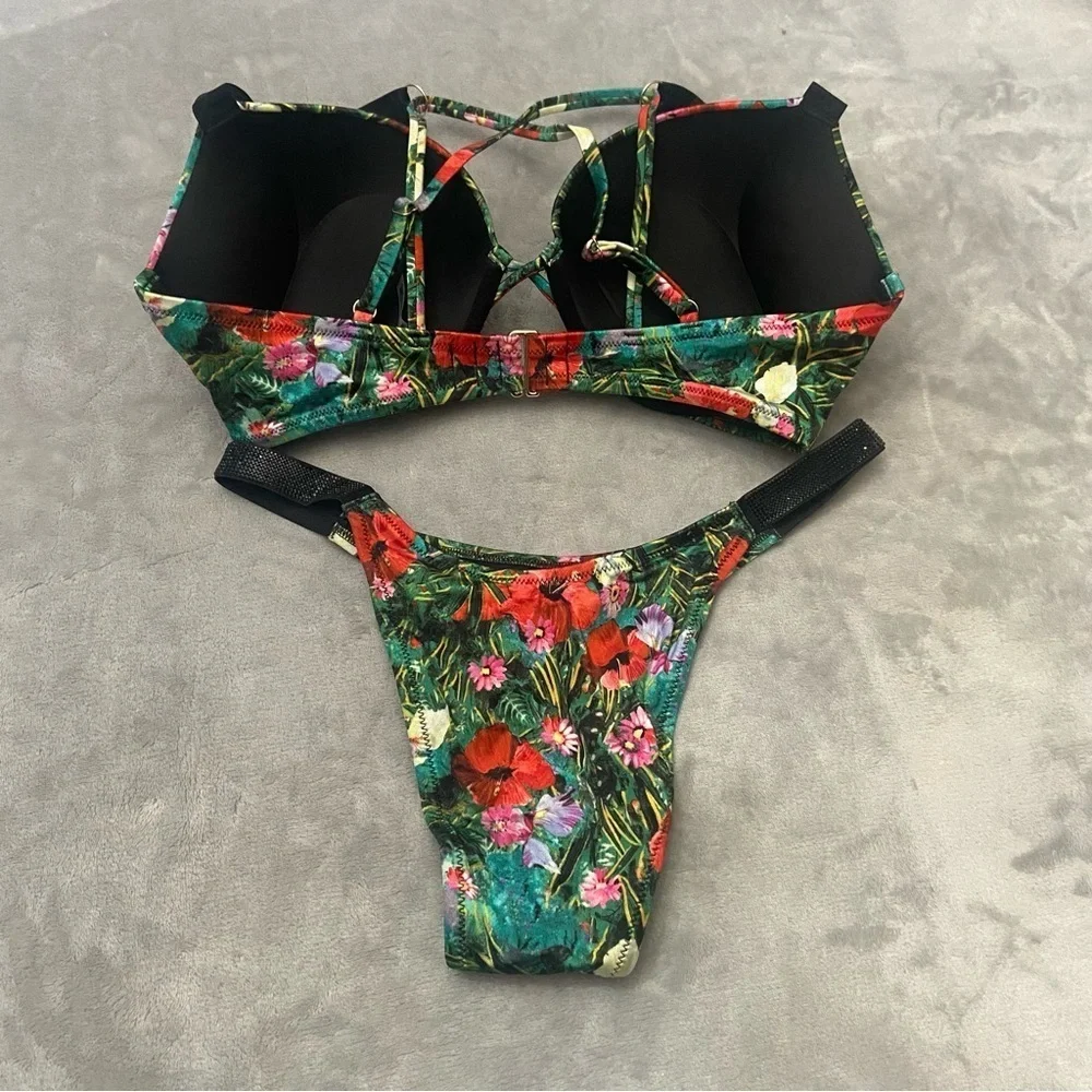 New! SET Victoria’s Secret bombshell tropical shine strap bikini 4754